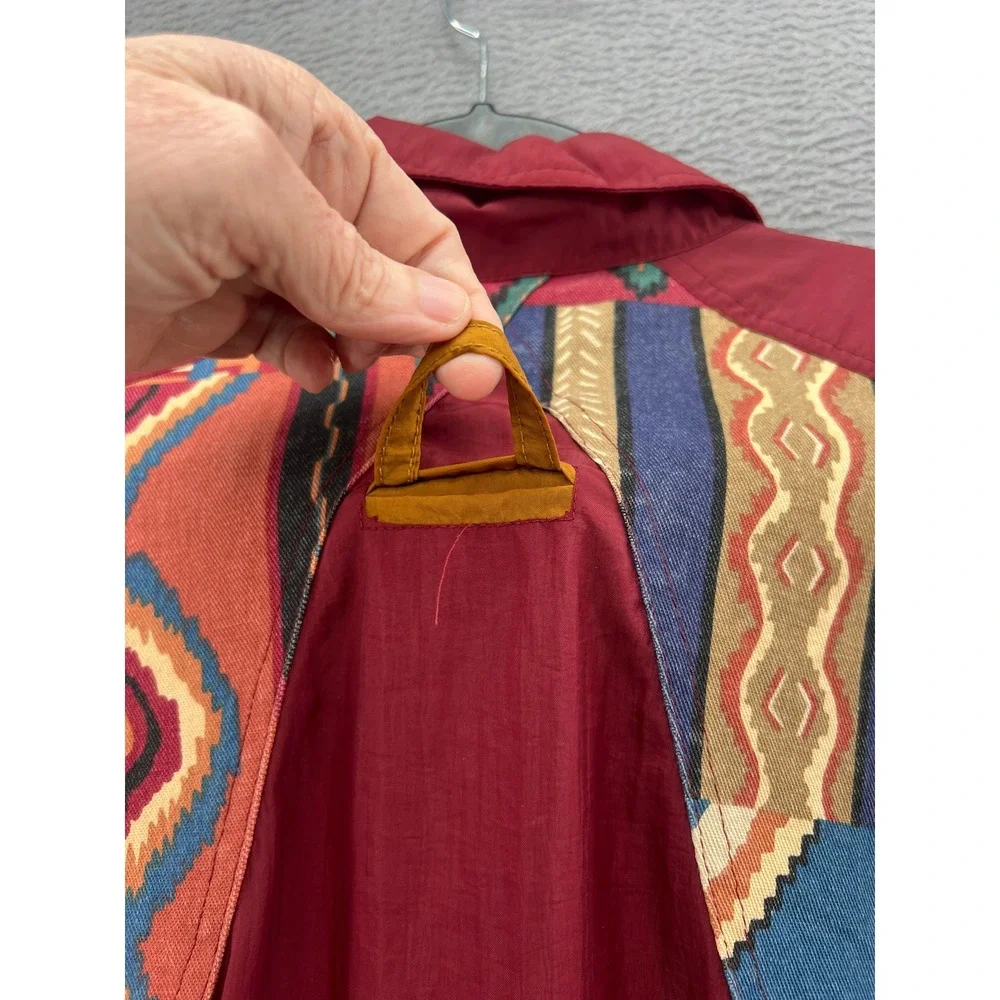 VTG Bovattini Sportswear Jacket Sz L 90s Southwestern Patchwork Bomber Red